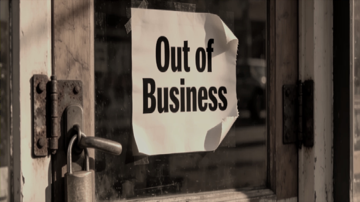 Failure — an Out of Business sign